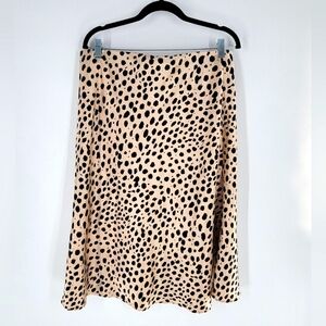 Serra Skirt Size Large Leopard Print Satin Slip